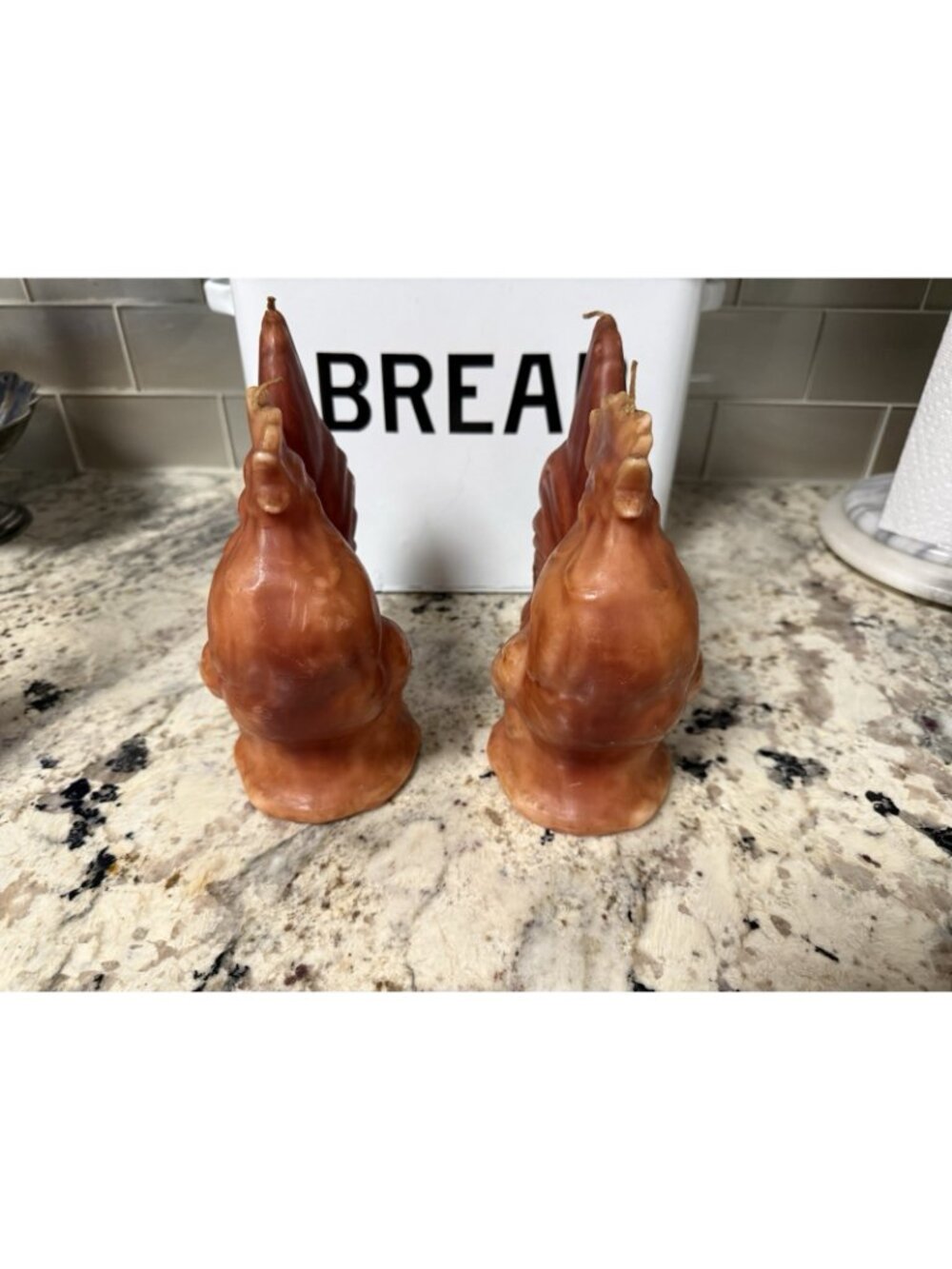 2 VTG Candelier Handcrafted Figural Wax Rooster Candle Rustic Farmhouse Cottage - Picture 13 of 16